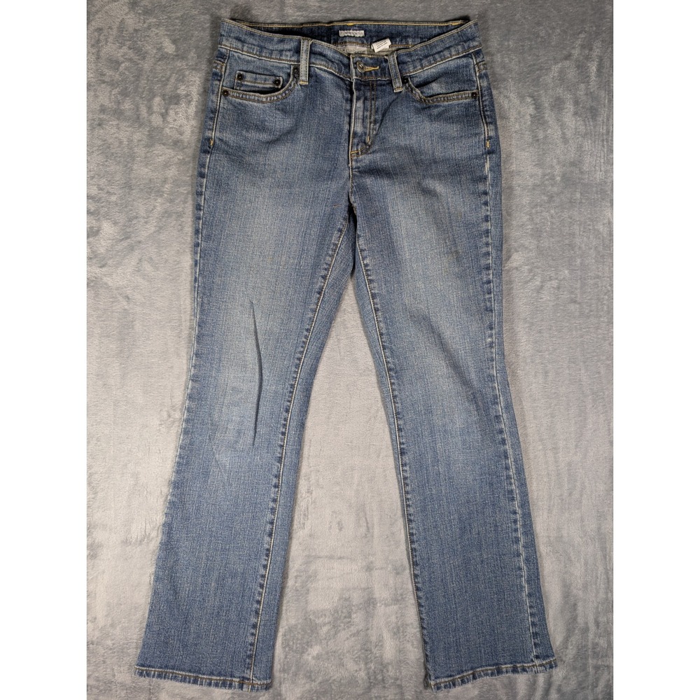 Liz‎ Claiborne Petite Straight Leg Jeans Blue Medium Wash Stretch Denim 4P Women